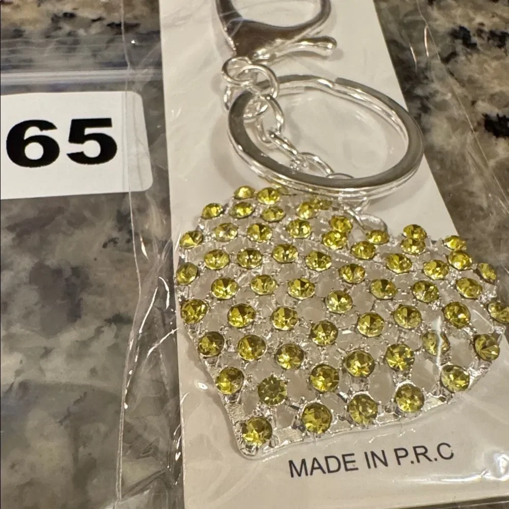 2065 Yellow Stones Heart Key Ring & Bag Charm‎